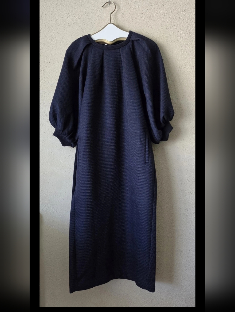 Tuckernuck Dress Womens Small Navy Puff-Sleeve Midi Dress
